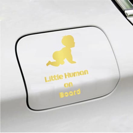 Bumpersticker - Little Human On Board - 10 X 15 - Goud