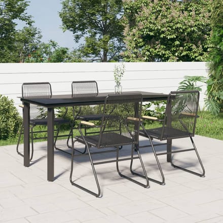 vidaXL - 5-delige - Tuinset - PVC-rattan - zwart