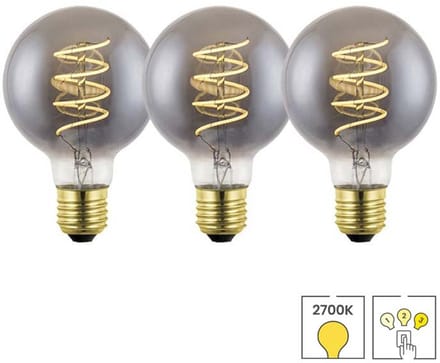 Lybardo - E27 LED Lamp - 3-pack - 3 staps Dimbaar - 80mm - 1.8W - 2700K Warmwit Licht