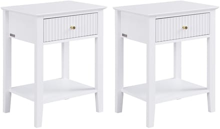 Vente-unique Set van 2 nachtkastjes met 1 lade en 1 plank - MDF - Wit - NIRIVA