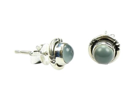 Zilveren knop oorbellen Chalcedoon 925 zilver