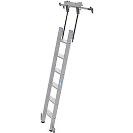Kastenladder met treden, aluminium, verrijdbaar, 6 treden