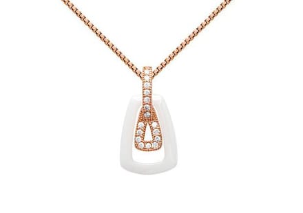 Montebello Ketting Bellis White - 925 Zilver Roséverguld - 10x19mm - 45cm