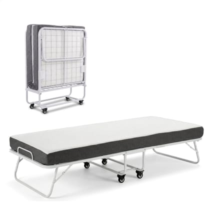 Logeerbed 90×200 met Matras - Vouwbed - Luxe - tot 250 kg - Wit - Bodo