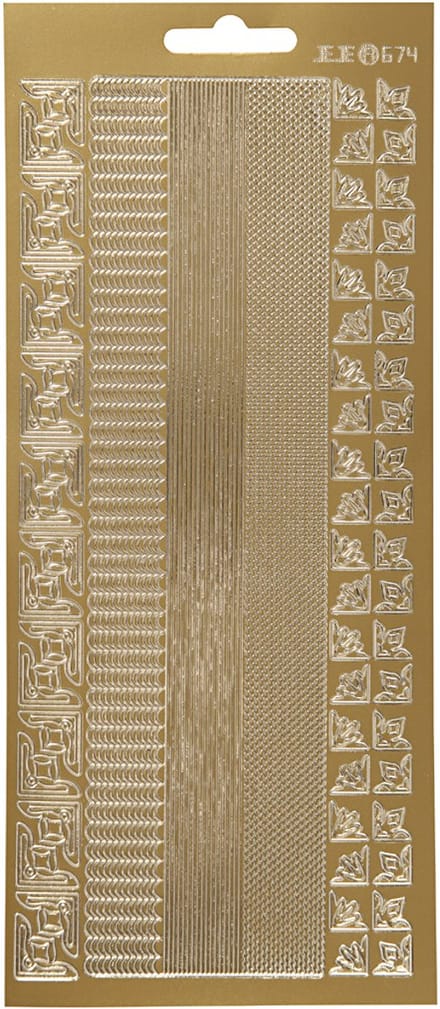 Stickers, randen, vel 10x23 cm, goud, 1 vel