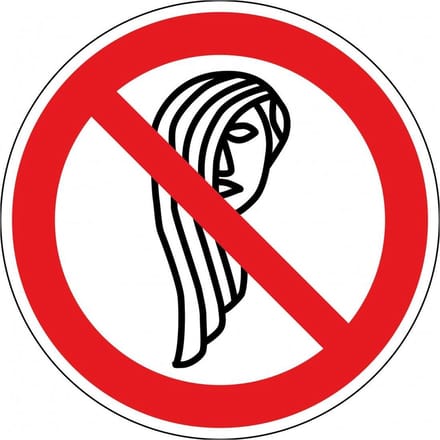 Verboden loshangend haar sticker 300 mm