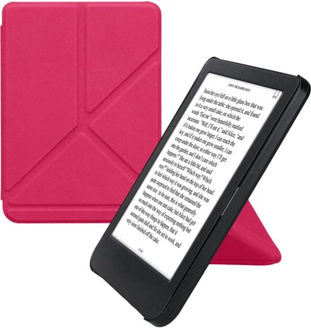 kwmobile e-reader hoesje geschikt voor Kobo Clara BW / Colour hoes - Ereader flip case met standaard - E reader cover van kunstleer - In neon roze