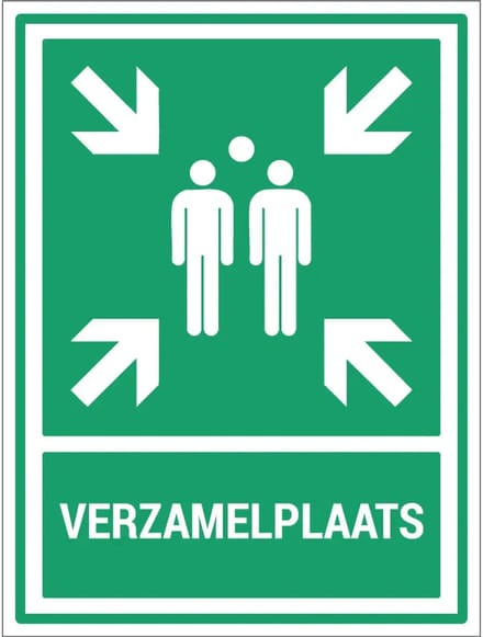 Verzamelplaats bord met tekst | gecoat dibond materiaal | 80 x 60 cm