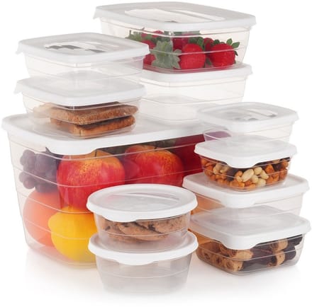 Excellent Houseware - Voedselcontainers Set - 11 Stuks - Verschillende Formaten - Transparant en Wit
