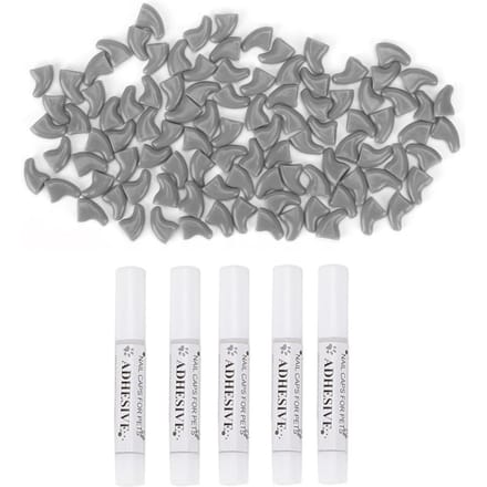 100 STUKS Zachte Huisdier Kat Nagelhoes Veilig Anti Krab Hond Poot Klauw Beschermer Decoratieve Hoezen Grijs M M grijs
