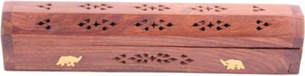 Sheesham Hout Wierook Doos met Messing Inleg Olifanten