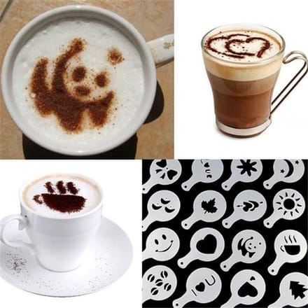 16 Stuks Plastic Cappuccino Koffie Schuim Spray Sjabloon Stencils DIY Decoreren Koffie Printvorm brown