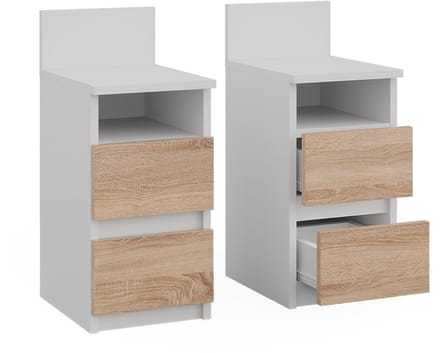 Vicco Monty Nachtkastje – Set van 2 Wit/Sonoma