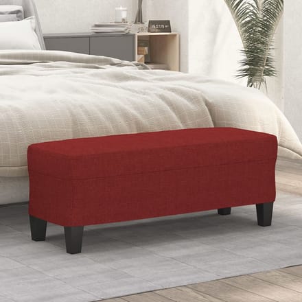 vidaXL - Bankje - 100x35x41 - cm - stof - wijnrood