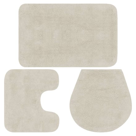 Vidaxl Ensemble de 3 Tapis de Bain, Tissu, Blanc