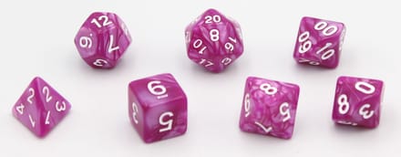 HOT Games dobbelstenen set roze parelmoer 7 stuks Dungeons & Dragons.