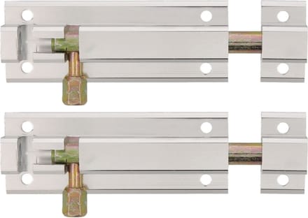 AMIG schuifslot/plaatgrendel - 2x - aluminium - 8 cm - zilver - deur - schutting - raam