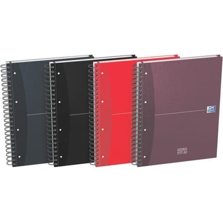 Oxford Essentials Europeanbook A4+ geruit 5mm 4 gaats 120 vel 90g harde kartonnen kaft assorti