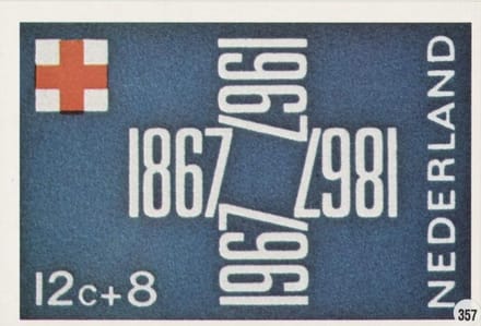 Briefkaart met afbeelding Rode Kruis embleem postzegel