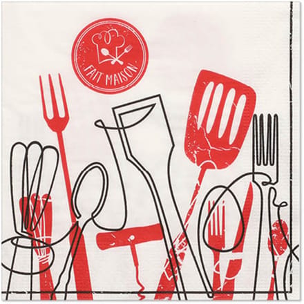 10x 20 Servetten 3-laags 1/4 vouw 33 cm x 33 cm Ma Cuisine