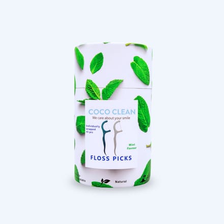 Coco Clean Mint Flosdraad – Biologisch Afbreekbare Floss Picks – Mint Smaak – 45 stuks – Parabeenvrij