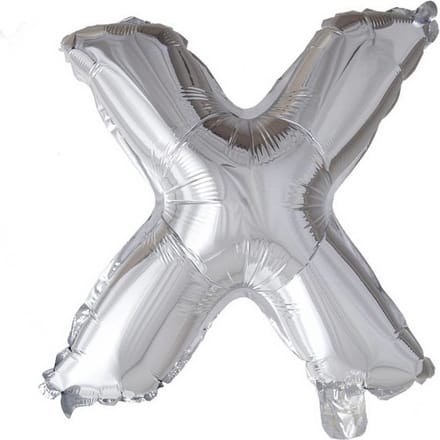 Folie Ballon Letter x Zilver 41cm met Rietje