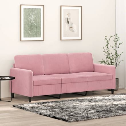 vidaXL - Driezitsbank - 180 - cm - fluweel - roze