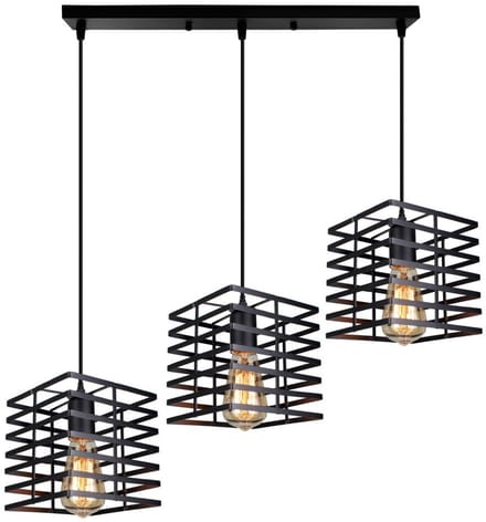 Hanglampen Slaapkamer Moderne 3 Kroonluchter E27 Binnen Plafondlamp Vierkant Zwart