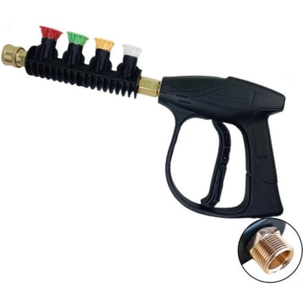 Hogedrukspuitpistool, Handheld Power Washer-pistool met 4 Kleursproeikoppen, M22 15mm Aansluiting black