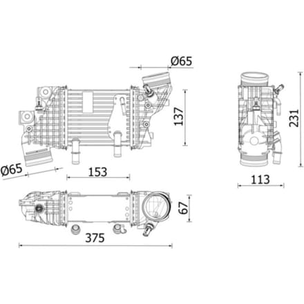 Intercooler, inlaatluchtRadiator MAHLE CI 663 000P
