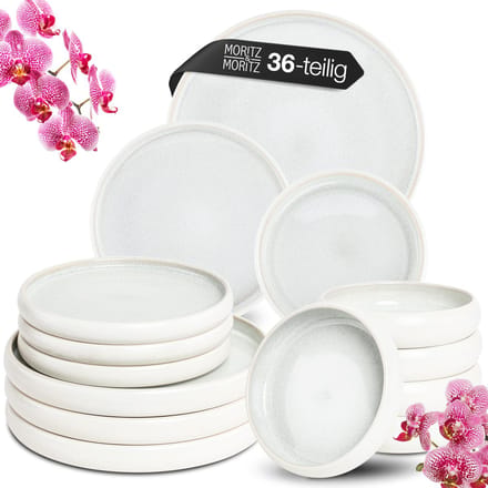 Moritz & Moritz SOLID UNI Serviesset 12 Persoons - 36-delig Servies Set met Dinerbord, Dessertbord en Soepbord - Keramiek - Crème
