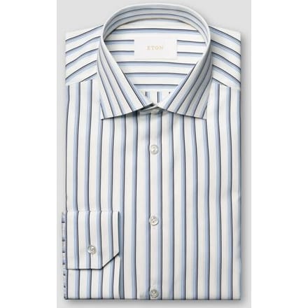 Eton Overhemd Luxury Organic Supima Cottom 120 Poplin Multi Stripe Blauw / male