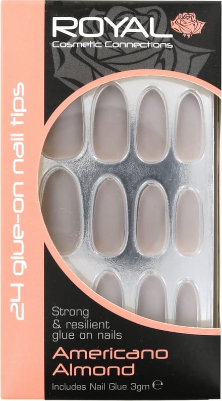 Royal 24 Glue-On Nail Tips - Americano Almond (met nagellijm)