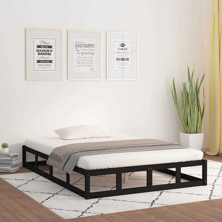 vidaXL - Bedframe - massief - hout - zwart - 140x190 - cm