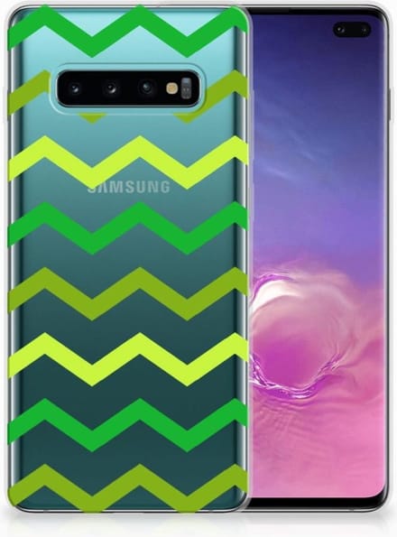 Back Cover voor Samsung Galaxy S10 Plus TPU bumper Zigzag Groen