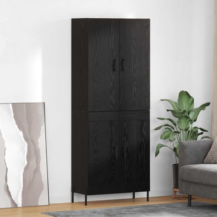 vidaXL Highboard Zwart Eiken 69,5 x 34 x 180 cm Bewerkt hout