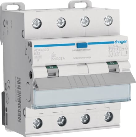 Hager ADX432D Aardlekschakelaar/zekeringautomaat 4-polig 32 A 0.03 A 400 V