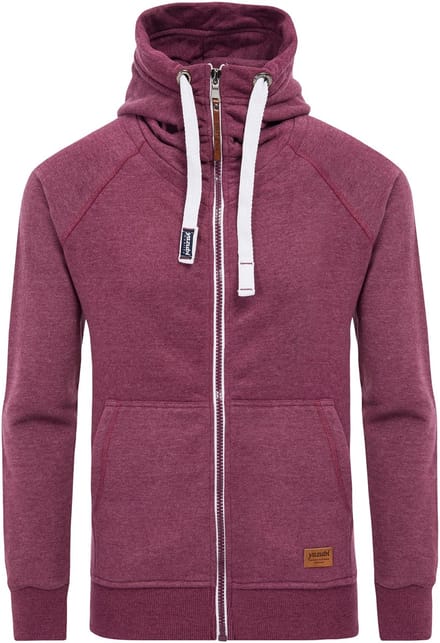 Yazubi Heren Hoodie Jacob – Regular Fit – Katoenmix Stretch – Wijnrood – Rits & Kap