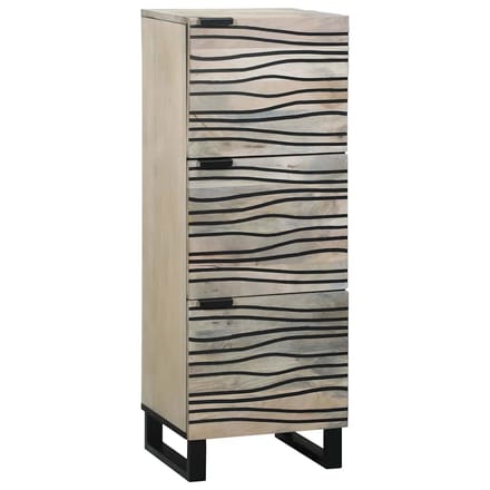 vidaXL - Highboard - Mango - Hout - Wit - en - Zwart - 40 - x - 33 - x - 110 - cm