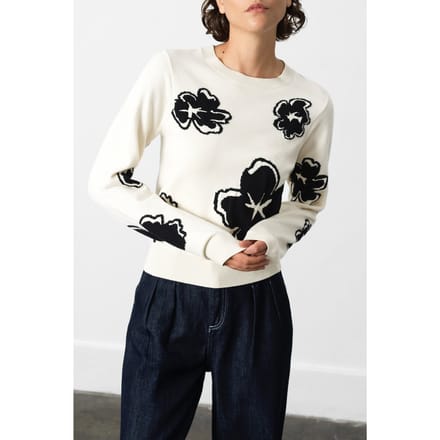 French Connection Paislee Floral Jacquard Jumper White Multi Größe: L | Pullover Outlet | Damen | Weiß