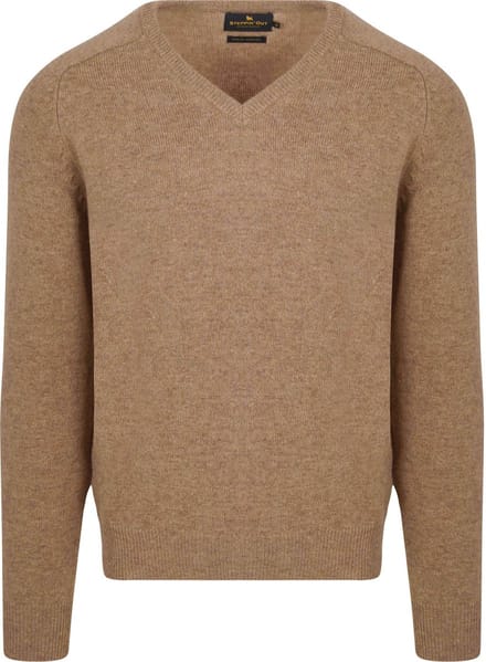 Steppin' Out Trui V-hals Lamswol Camel - Maat XXL - Heren