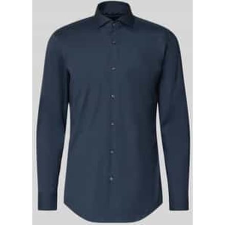 BOSS Hank slim fit overhemd - popeline - blauw - Strijkvriendelijk - Boordmaat: 39