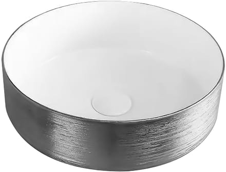 ALONI Turo Waskom met Reliëf – 36x12 cm – Zilver/Glanzend Wit