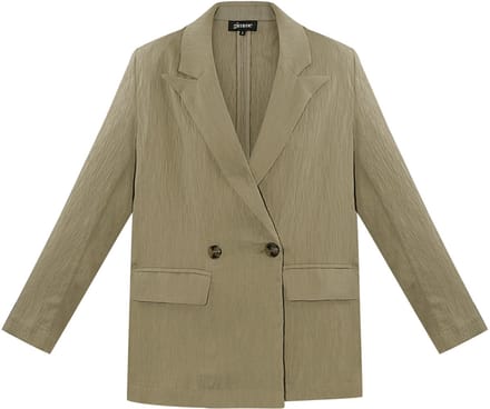 Gepolijste Vrouwen Blazer met Dubbele Knoopjas - Beige - Maat L