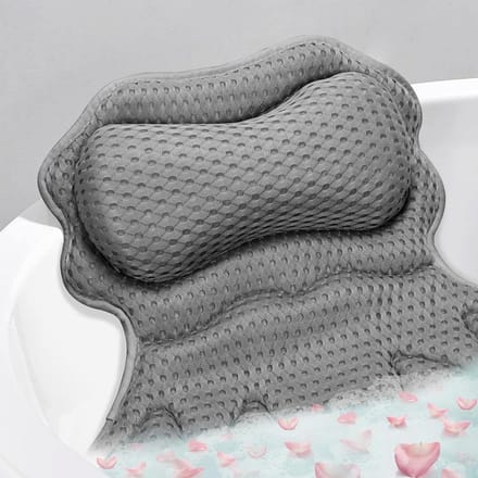 Badkussen - Badkussen neksteun - Ontspannen in bad - Ergonomisch ontwerp - 45.5 x 45.5 cm - Grijs
