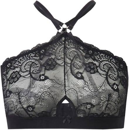 Ulla Popken - Dames - Bralette zonder softshell schelpenkant - Zwart - Maat 54+