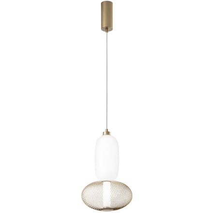 Luce Ambiente Design LED hanglamp INKAS, hoogte 41 cm, goudkleurig glas/metaal CCT