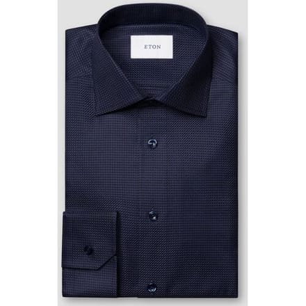 Eton Overhemd Rich Texture Houndstooth King Twill Dark Navy / male