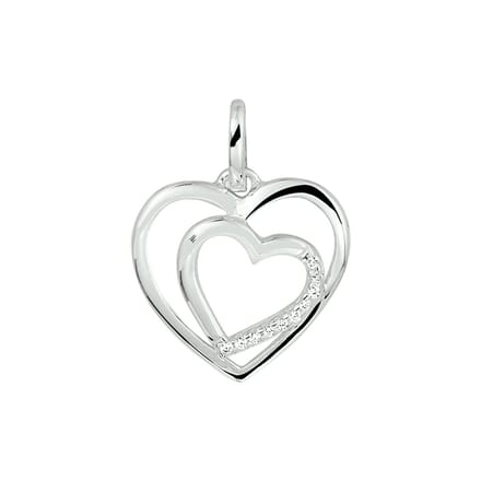Zilver Gerhodineerde Hanger hart zirkonia 1328898