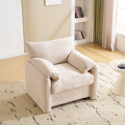 OKWISH Sofa - 96x82x84 cm - Relaxsessel Met Halfix Kussen - Elegant En Modern Voor Ontspanning Thuis - Hout - Beige